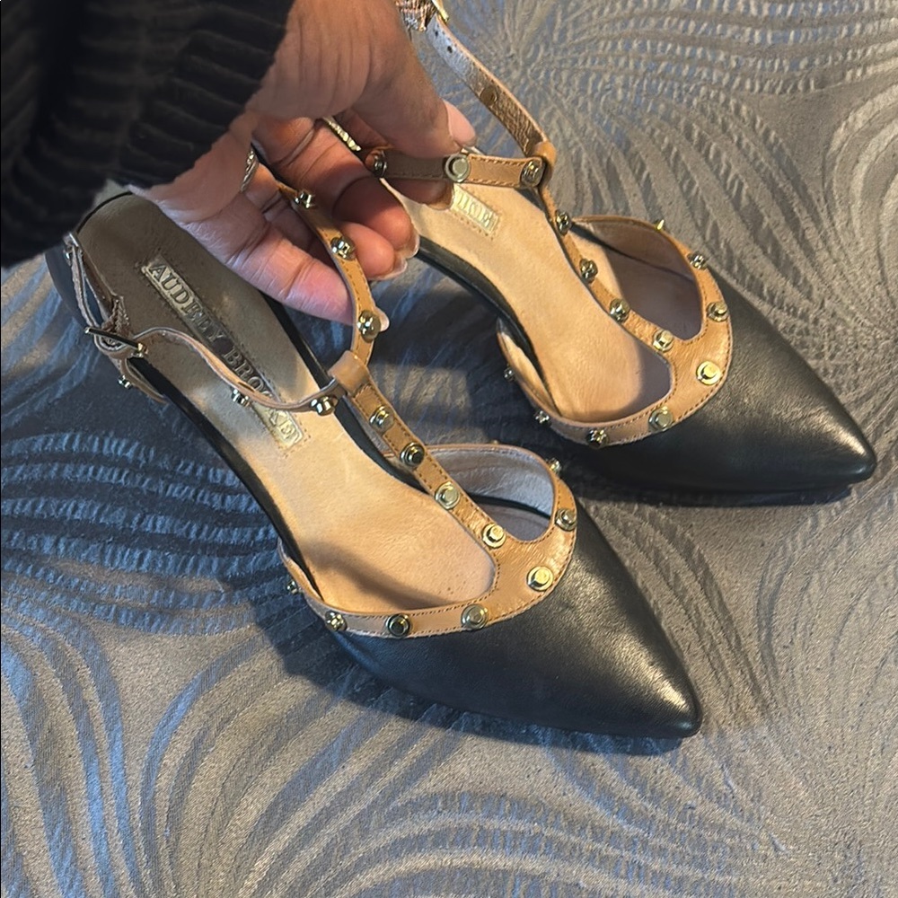 Studded Black Leather Women's Shoes